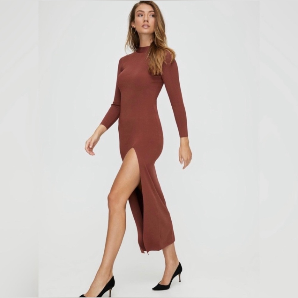 Aritzia Babaton Classic Black Long Sleeve Formal Bodycone Party Dress Size L